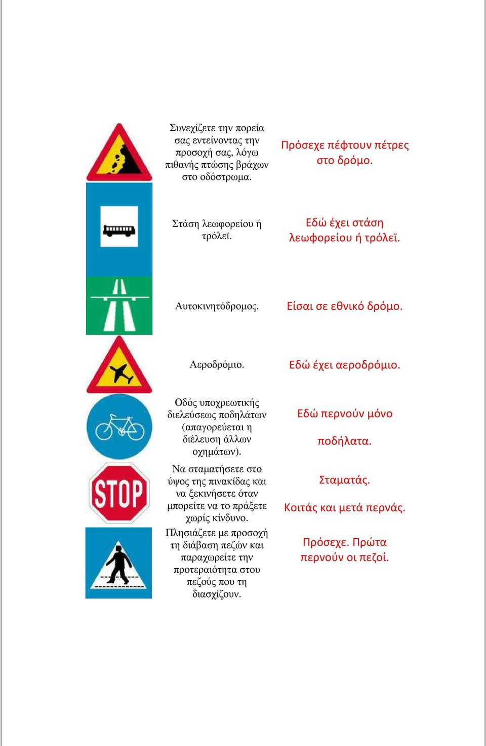Οδός υποχρεωτικής διελεύσεως ποδηλάτων (απαγορεύεται η διέλευση άλλων οχηµάτων).