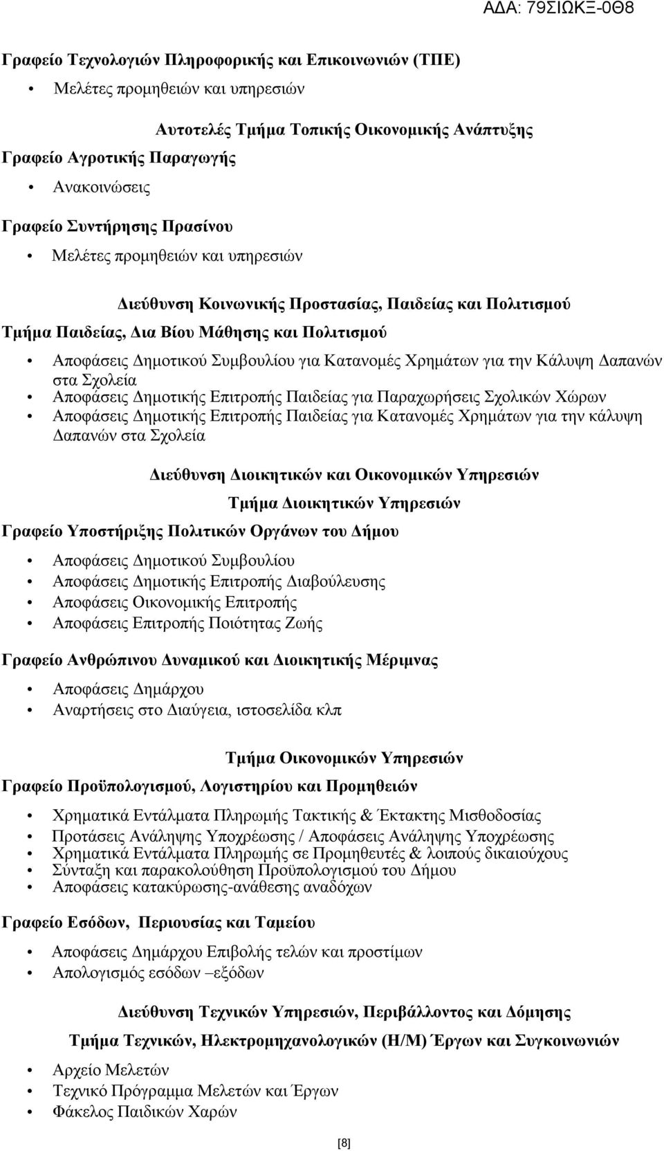 Χρημάτων για την Κάλυψη Δαπανών στα Σχολεία Αποφάσεις Δημοτικής Επιτροπής Παιδείας για Παραχωρήσεις Σχολικών Χώρων Αποφάσεις Δημοτικής Επιτροπής Παιδείας για Κατανομές Χρημάτων για την κάλυψη Δαπανών