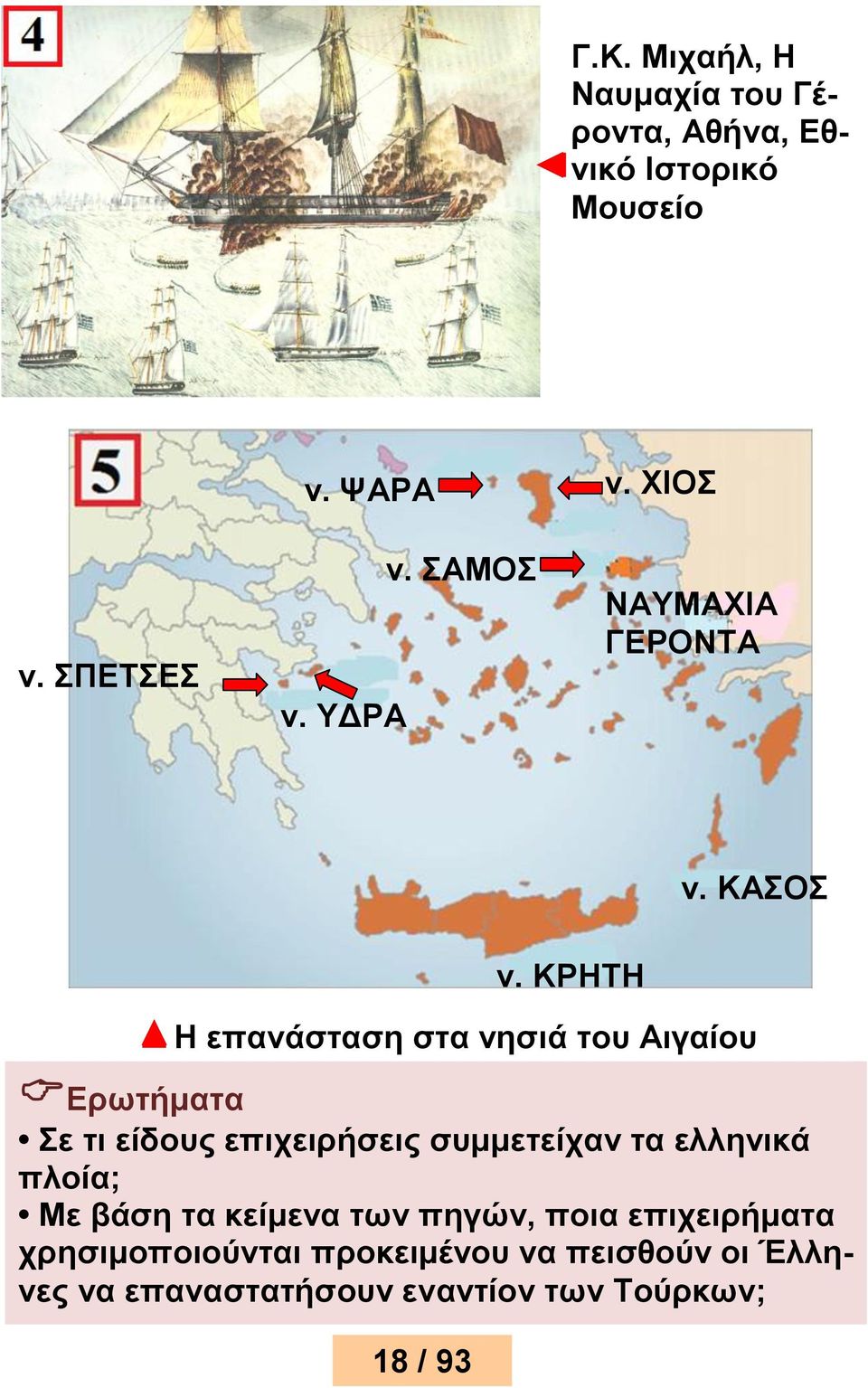 ΚΡΗΤΗ Η επανάσταση στα νησιά του Αιγαίου Ερωτήματα Σε τι είδους επιχειρήσεις συμμετείχαν τα