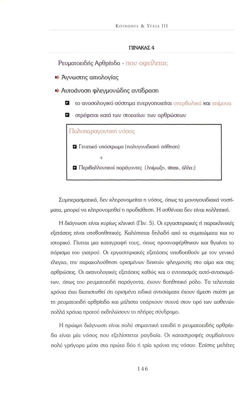 μονογονιδιακά νοσήματα, μπορεί να κληρονομηθεί η προδιάθεση. Η ασθένεια δεν είναι κολλητική. Η διάγνωση είναι κυρίως κλινική (Πιν. 5). Οι εργαστηριακές ή παρακλινικές εξετάσεις είναι υποβοηθητικές.