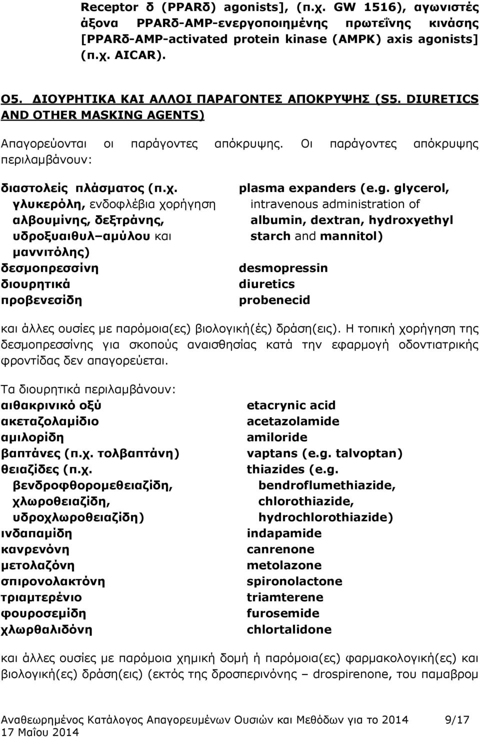 γλυκερόλη, ενδοφλέβια χορήγηση αλβουμίνης, δεξτράνης, υδροξυαιθυλ αμύλου και μαννιτόλης) δεσμοπρεσσίνη διουρητικά προβενεσίδη plasma expanders (e.g.