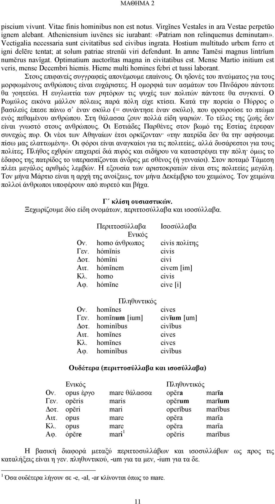 In amne Tamĕsi magnus lintrĭum numĕrus navĭgat. Optimatium auctorĭtas magna in civitatibus est. Mense Martio initium est veris, mense Decembri hiemis. Hieme multi homines febri et tussi laborant.
