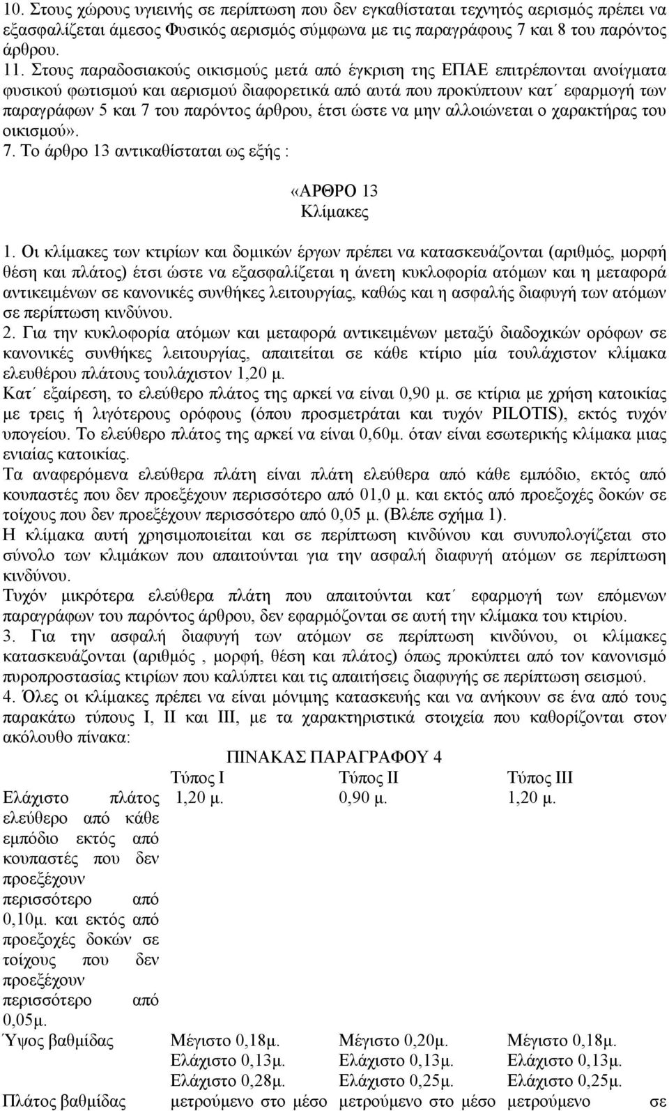 άρθρου, έτσι ώστε να μην αλλοιώνεται ο χαρακτήρας του οικισμού». 7. Το άρθρο 13 αντικαθίσταται ως εξής : «ΑΡΘΡΟ 13 Κλίμακες 1.