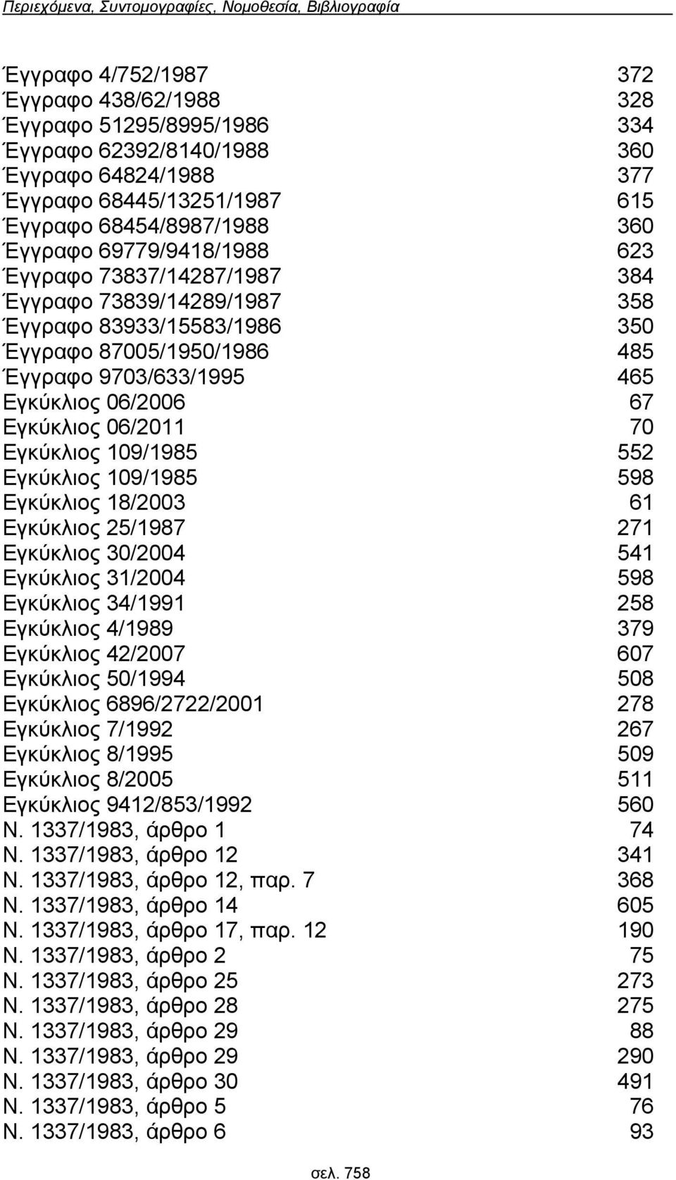 9703/633/1995 465 Εγκύκλιος 06/2006 67 Εγκύκλιος 06/2011 70 Εγκύκλιος 109/1985 552 Εγκύκλιος 109/1985 598 Εγκύκλιος 18/2003 61 Εγκύκλιος 25/1987 271 Εγκύκλιος 30/2004 541 Εγκύκλιος 31/2004 598