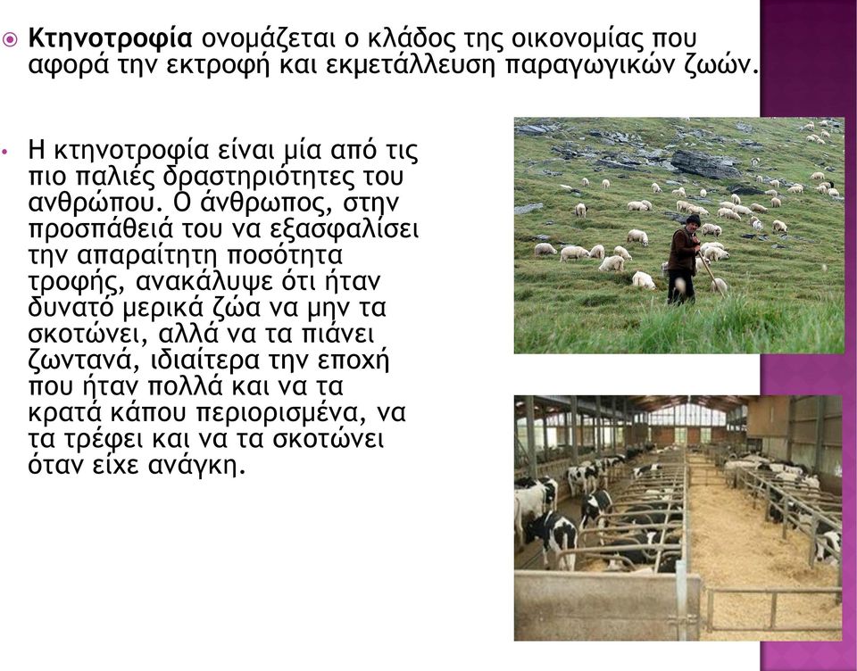 Ο άνθρωπος, στην προσπάθειά του να εξασφαλίσει την απαραίτητη ποσότητα τροφής, ανακάλυψε ότι ήταν δυνατό μερικά