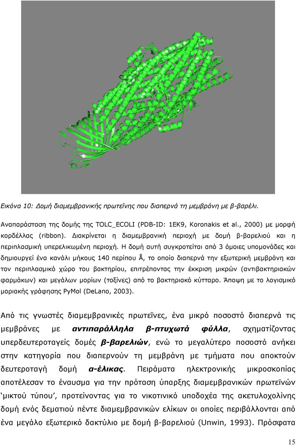 Η δοµή αυτή συγκροτείται από 3 όµοιες υποµονάδες και δηµιουργεί ένα κανάλι µήκους 140 περίπου Å, το οποίο διαπερνά την εξωτερική µεµβράνη και τον περιπλασµικό χώρο του βακτηρίου, επιτρέποντας την