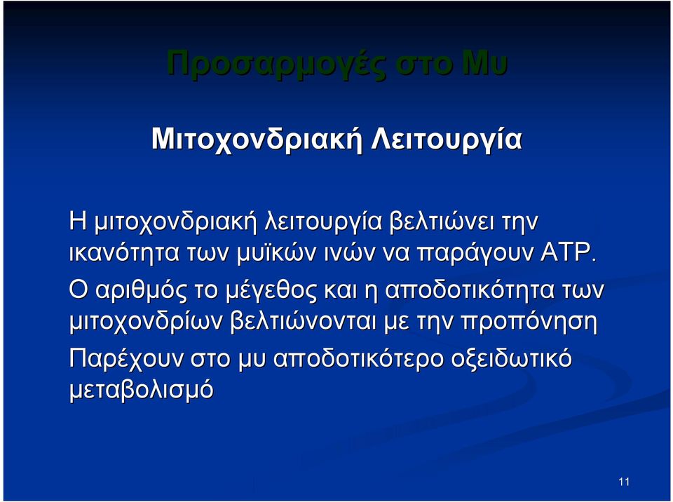 Ο αριθμός το μέγεθος και η αποδοτικότητα των μιτοχονδρίων
