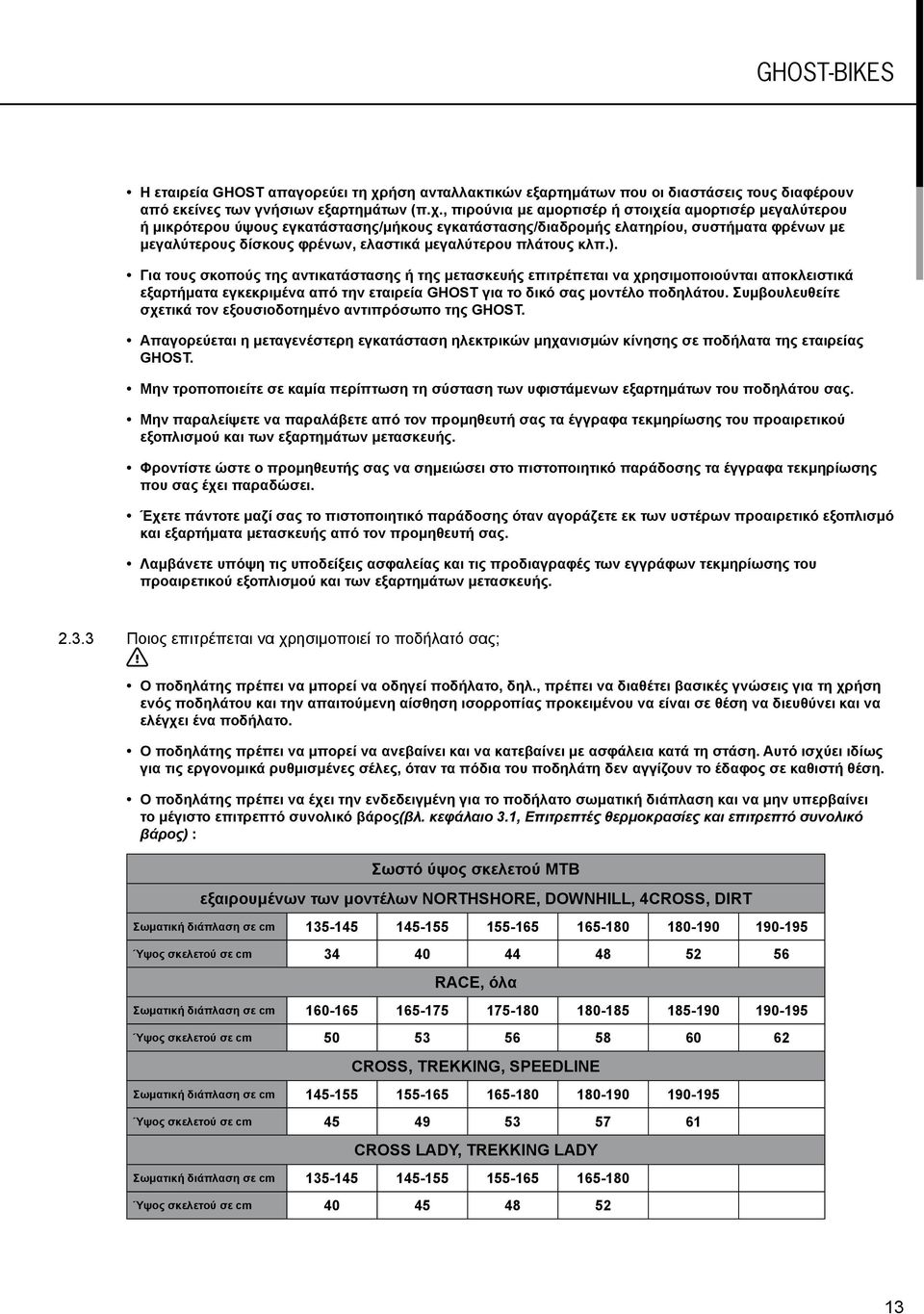 , πιρούνια με αμορτισέρ ή στοιχεία αμορτισέρ μεγαλύτερου ή μικρότερου ύψους εγκατάστασης/μήκους εγκατάστασης/διαδρομής ελατηρίου, συστήματα φρένων με μεγαλύτερους δίσκους φρένων, ελαστικά μεγαλύτερου