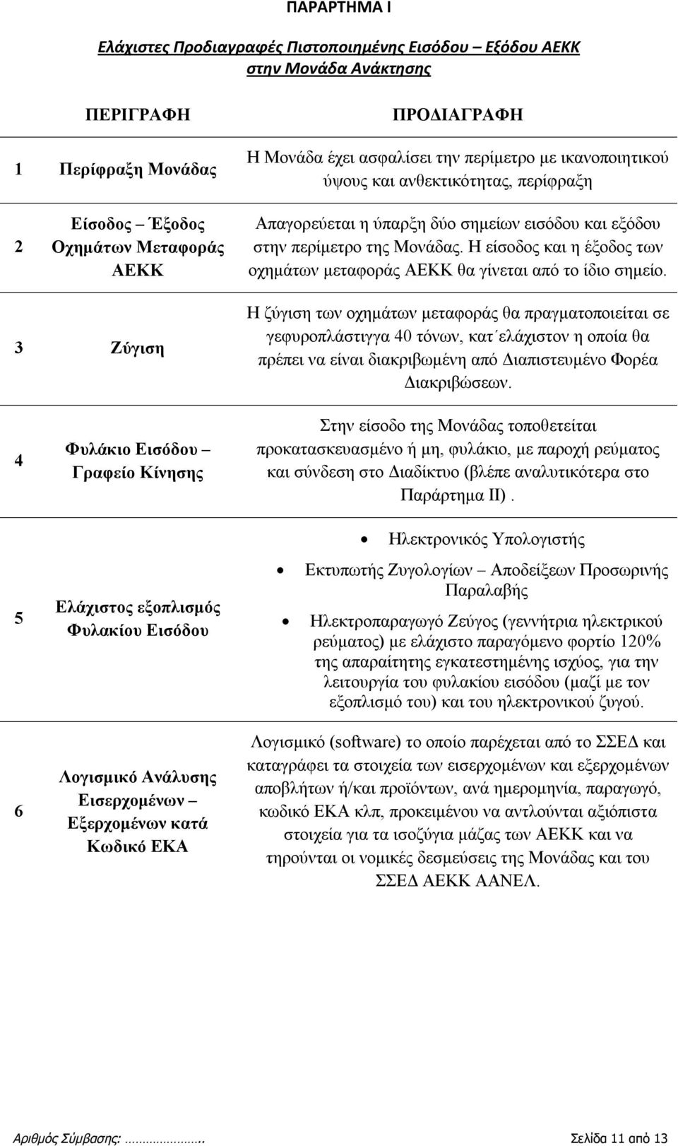 Η είσοδος και η έξοδος των οχημάτων μεταφοράς ΑΕΚΚ θα γίνεται από το ίδιο σημείο.