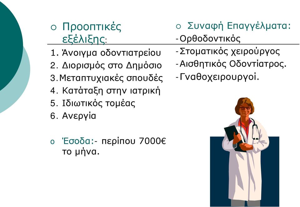 Κατάταξη στην ιατρική 5. Ιδιωτικός τομέας 6.