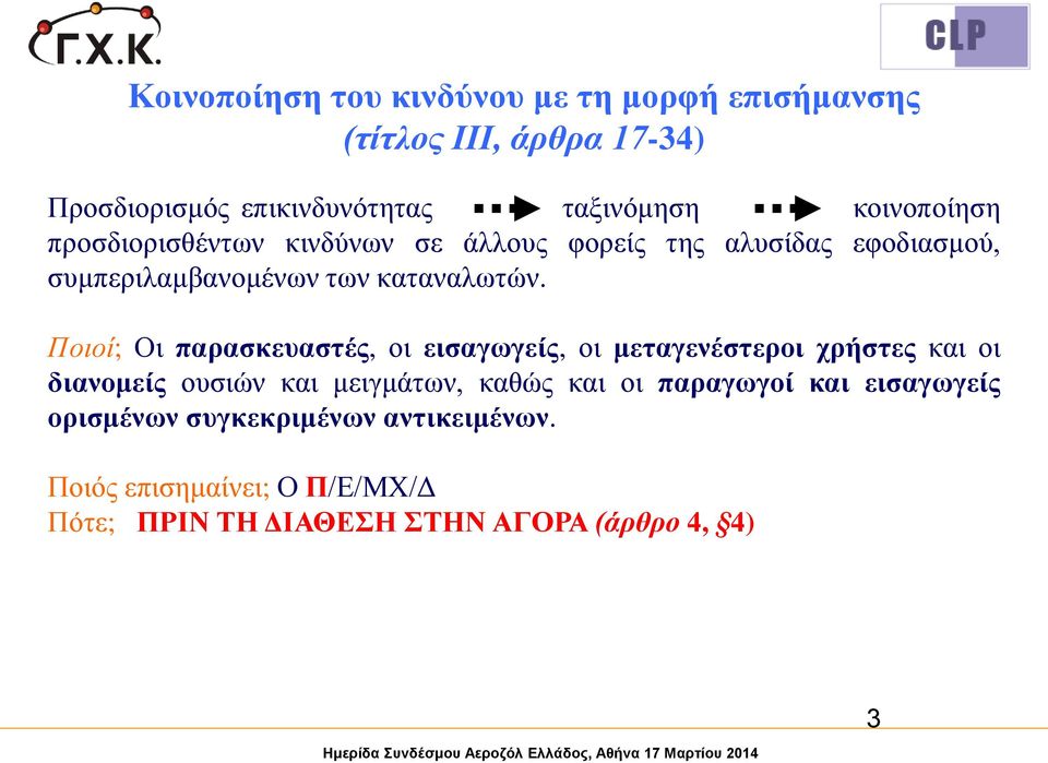 Ποιοί; Οι παρασκευαστές, οι εισαγωγείς, οι μεταγενέστεροι χρήστες και οι διανομείς ουσιών και μειγμάτων, καθώς και οι παραγωγοί και