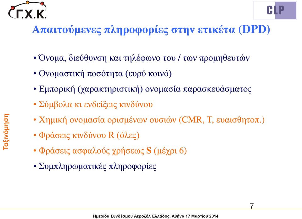 παρασκευάσματος Σύμβολα κι ενδείξεις κινδύνου Χημική ονομασία ορισμένων ουσιών (CMR, T,