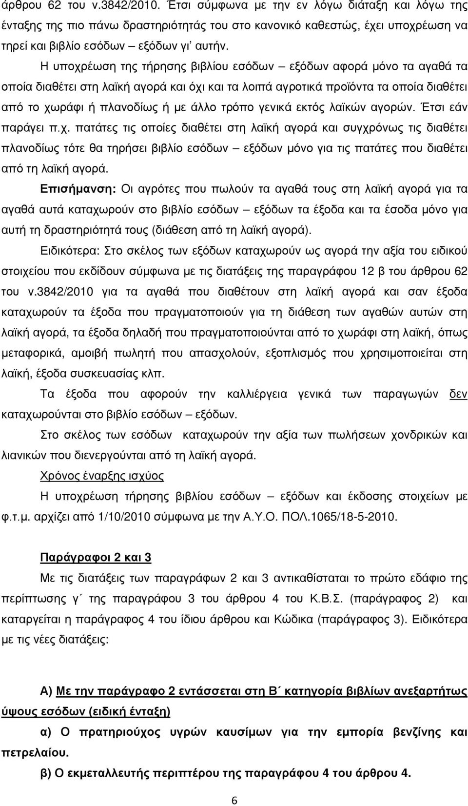 γενικά εκτός λαϊκών αγορών. Έτσι εάν παράγει π.χ.