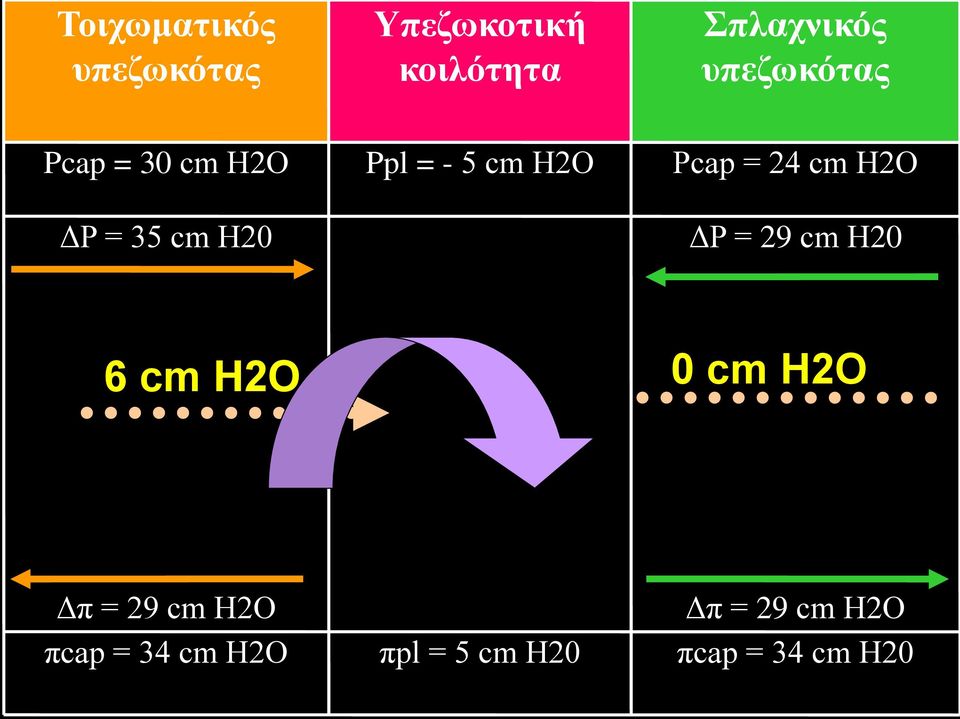 Pcap = 24 cm Η2Ο ΔP = 29 cm Η20 6 cm Η2Ο 0 cm Η2Ο Δπ = 29 cm