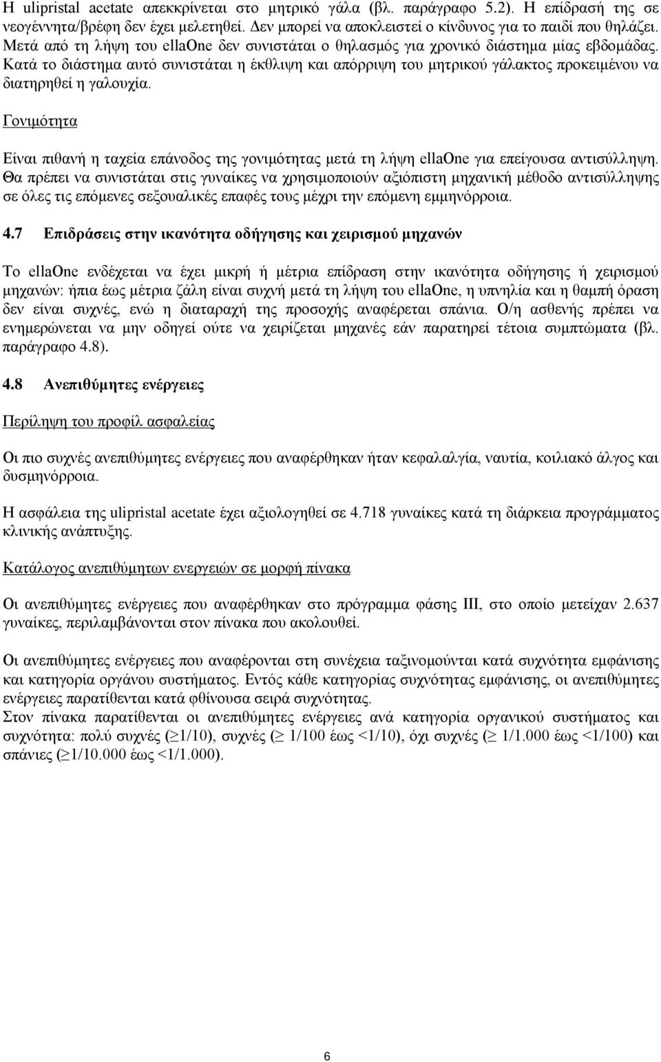 Κατά το διάστημα αυτό συνιστάται η έκθλιψη και απόρριψη του μητρικού γάλακτος προκειμένου να διατηρηθεί η γαλουχία.