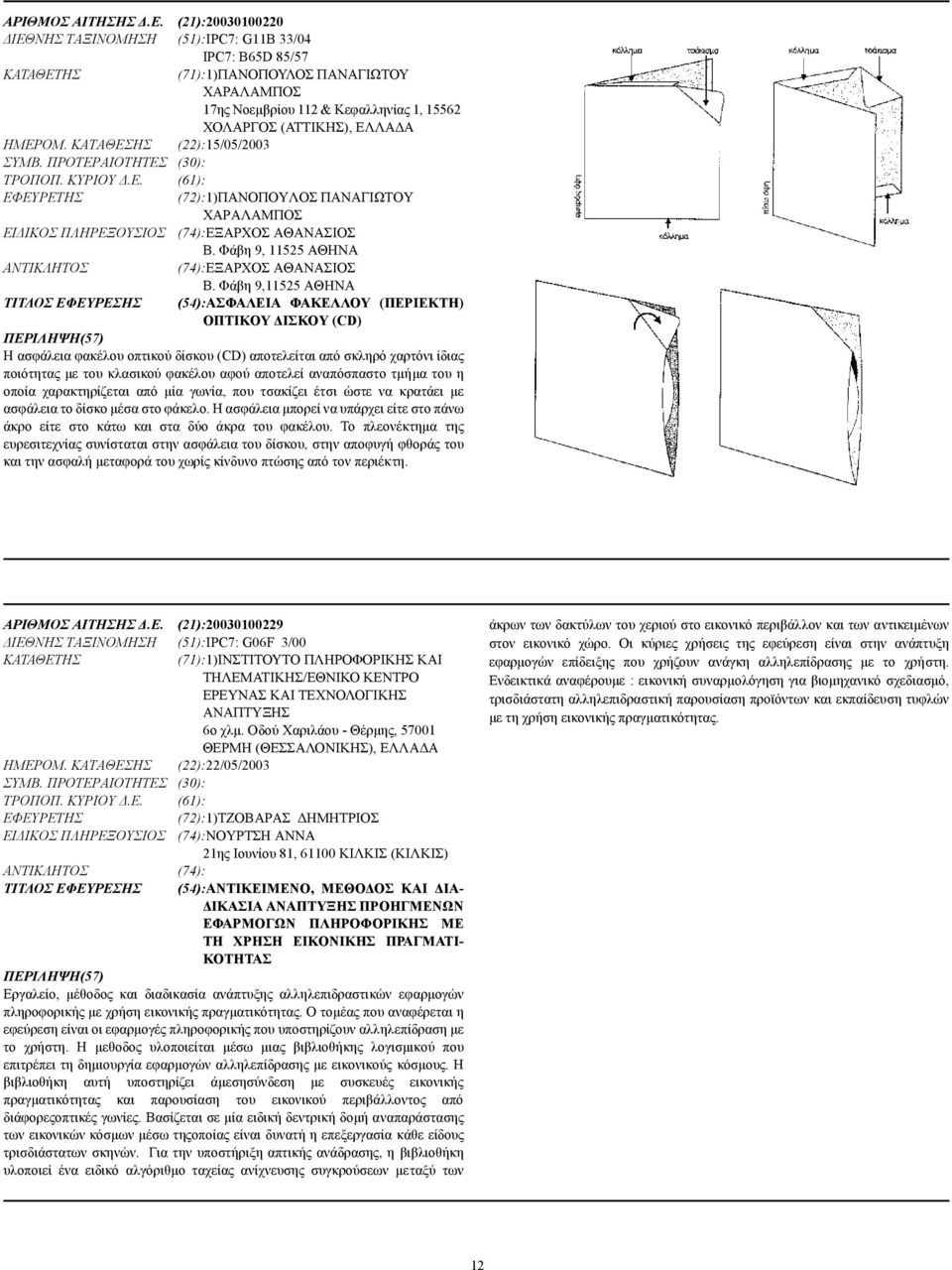 ΚΑΤΑΘΕΣΗΣ (22):15/05/2003 ΣΥΜΒ. ΠΡΟΤΕΡΑΙΟΤΗΤΕΣ (30): ΤΡΟΠΟΠ. ΚΥΡΙΟΥ.Ε. (61): (72):1)ΠΑΝΟΠΟΥΛΟΣ ΠΑΝΑΓΙΩΤΟΥ ΧΑΡΑΛΑΜΠΟΣ ΕΙ ΙΚΟΣ ΠΛΗΡΕΞΟΥΣΙΟΣ (74):ΕΞΑΡΧΟΣ ΑΘΑΝΑΣΙΟΣ Β.