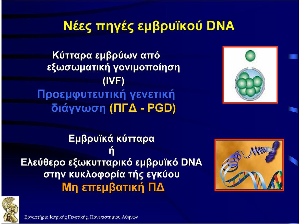 Εμβρυϊκά κύτταρα ή Ελεύθερο εξωκυτταρικό εμβρυϊκό DNA στην