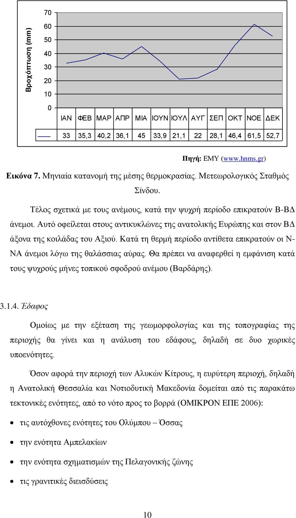 Αυτό οφείλεται στους αντικυκλώνες της ανατολικής Ευρώπης και στον ΒΔ άξονα της κοιλάδας του Αξιού. Κατά τη θερμή περίοδο αντίθετα επικρατούν οι Ν- ΝΑ άνεμοι λόγω της θαλάσσιας αύρας.