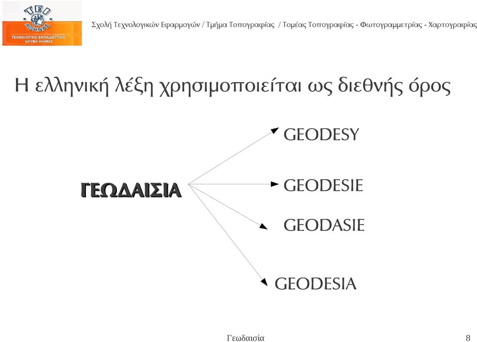 διεθνής όρος GEODESY