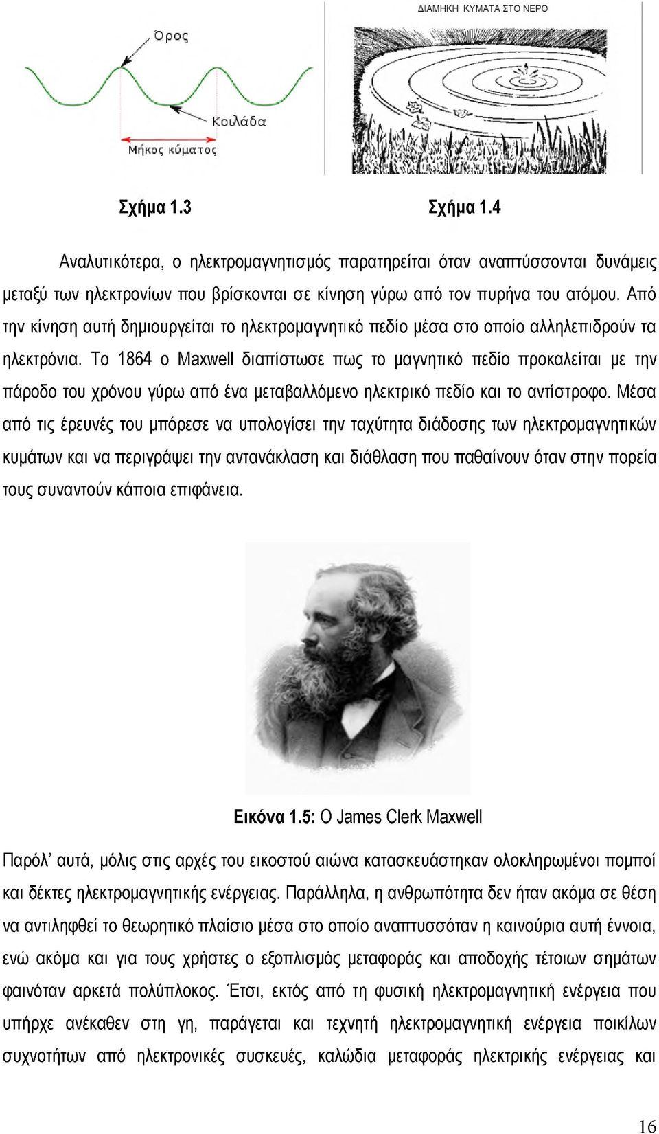 Το 1864 ο Maxwell διαπίστωσε πως το μαγνητικό πεδίο προκαλείται με την πάροδο του χρόνου γύρω από ένα μεταβαλλόμενο ηλεκτρικό πεδίο και το αντίστροφο.