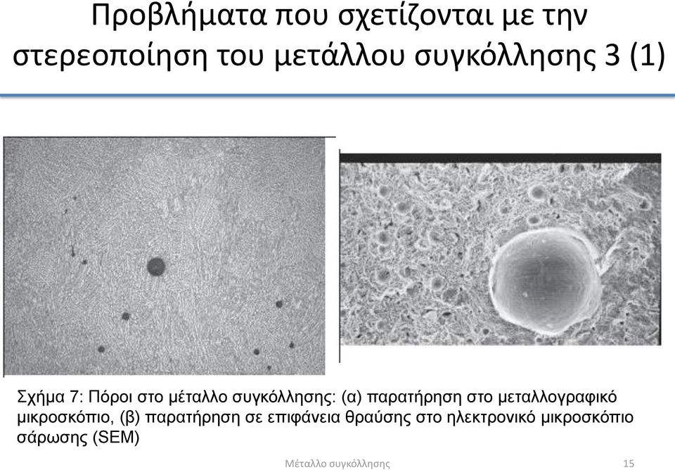 παρατήρηση στο μεταλλογραφικό μικροσκόπιο, (β) παρατήρηση σε