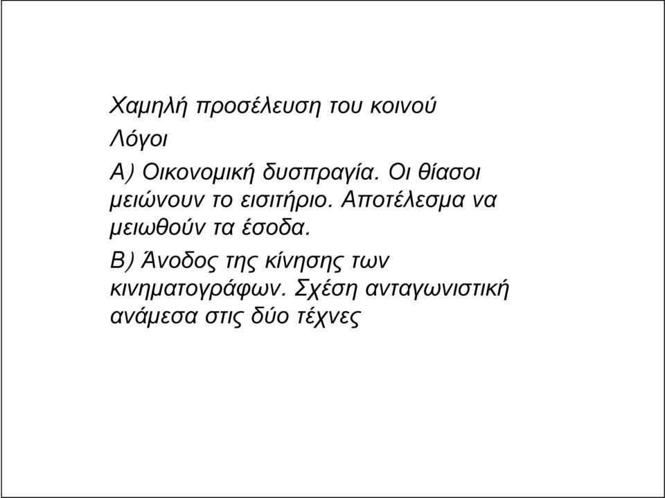 Αποτέλεσμα να μειωθούν τα έσοδα.