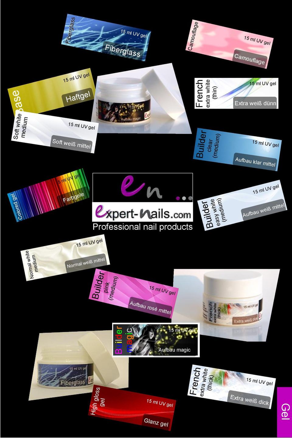 Professional nail products Builder easy white (medium) 15 ml UV gel Aufbau weiß mittel 15 ml UV gel Normal white medium Normal weiß mittel Builder pink