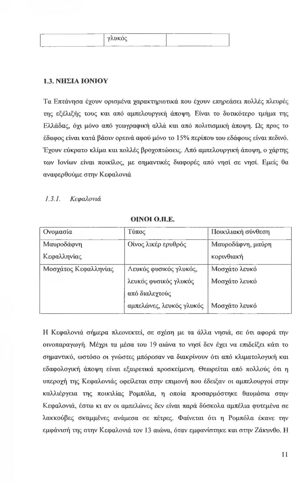 Έχουν εύκρατο κλίμα και πολλές βροχοπτώσεις. Από αμπελουργική άποψη, ο χάρτης των Ιονίων είναι ποικίλος, με σημαντικές διαφορές από νησί σε νησί. Εμείς θα αναφερθούμε στην Κεφαλονιά 1.