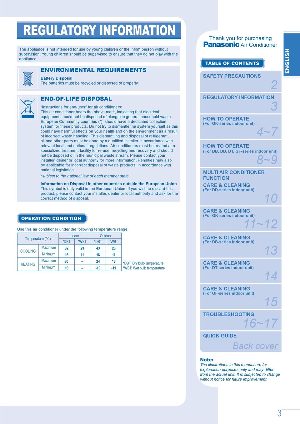 END-OF-LIFE DISPOSAL Instructions for end-user for air conditioners: This air conditioner bears the above mark, indicating that electrical equipment should not be disposed of alongside general
