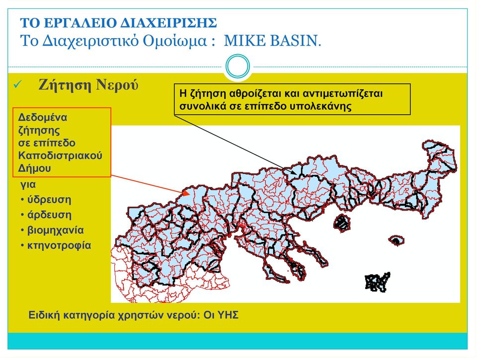 για ύδρευση άρδευση βιομηχανία κτηνοτροφία Η ζήτηση αθροίζεται