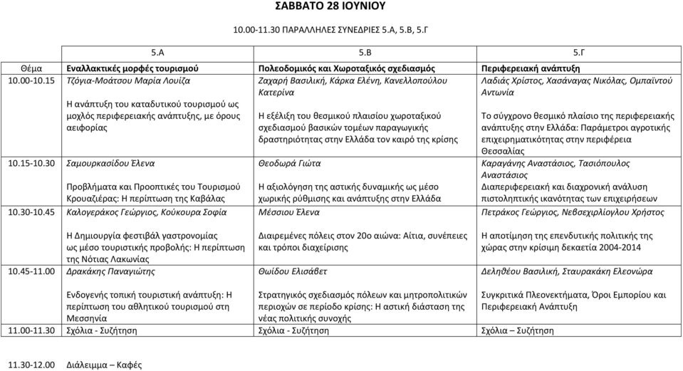 30 Σαμουρκασίδου Έλενα Προβλήματα και Προοπτικές του Τουρισμού Κρουαζιέρας: Η περίπτωση της Καβάλας 10.30-10.