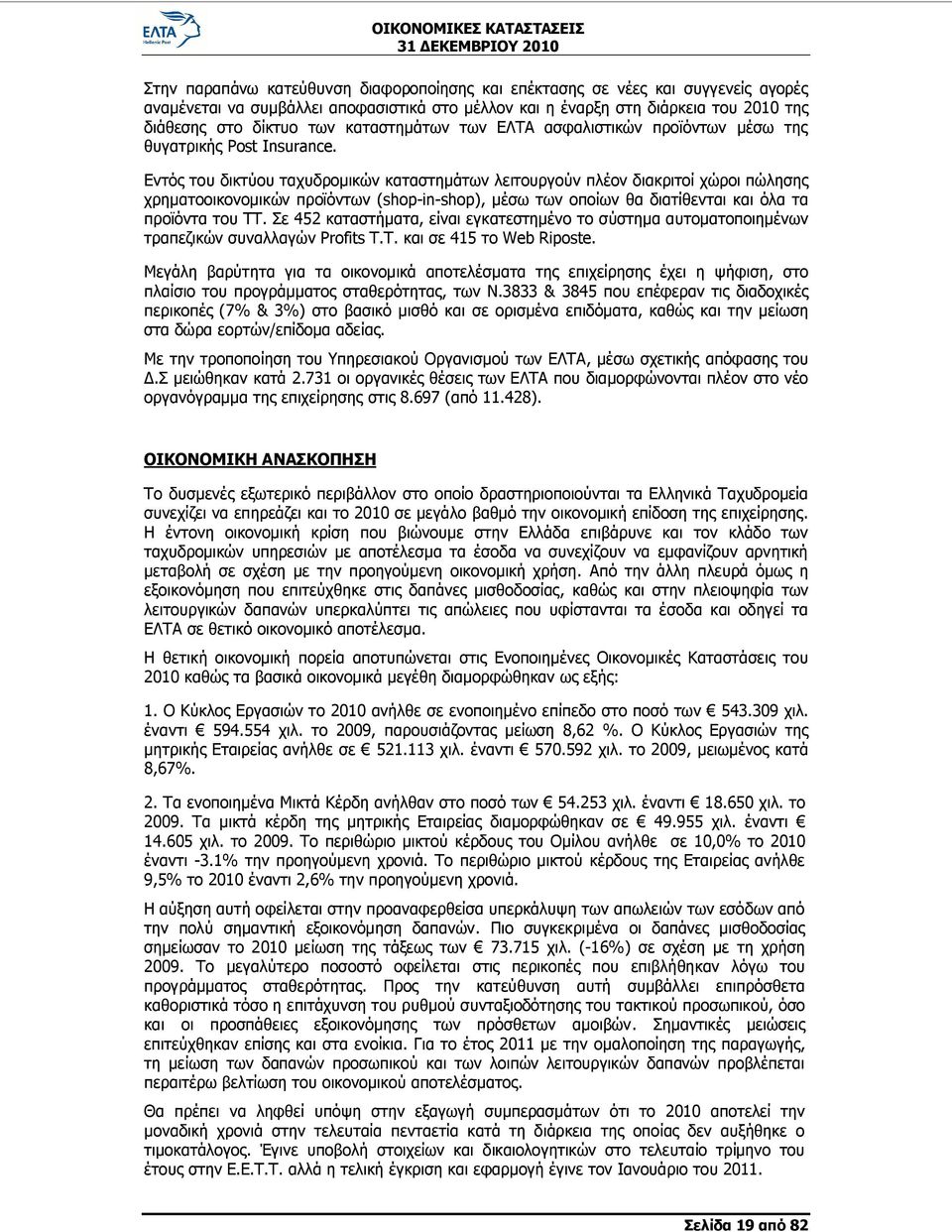 Εντός του δικτύου ταχυδρομικών καταστημάτων λειτουργούν πλέον διακριτοί χώροι πώλησης χρηματοοικονομικών προϊόντων (shop-in-shop), μέσω των οποίων θα διατίθενται και όλα τα προϊόντα του ΤΤ.