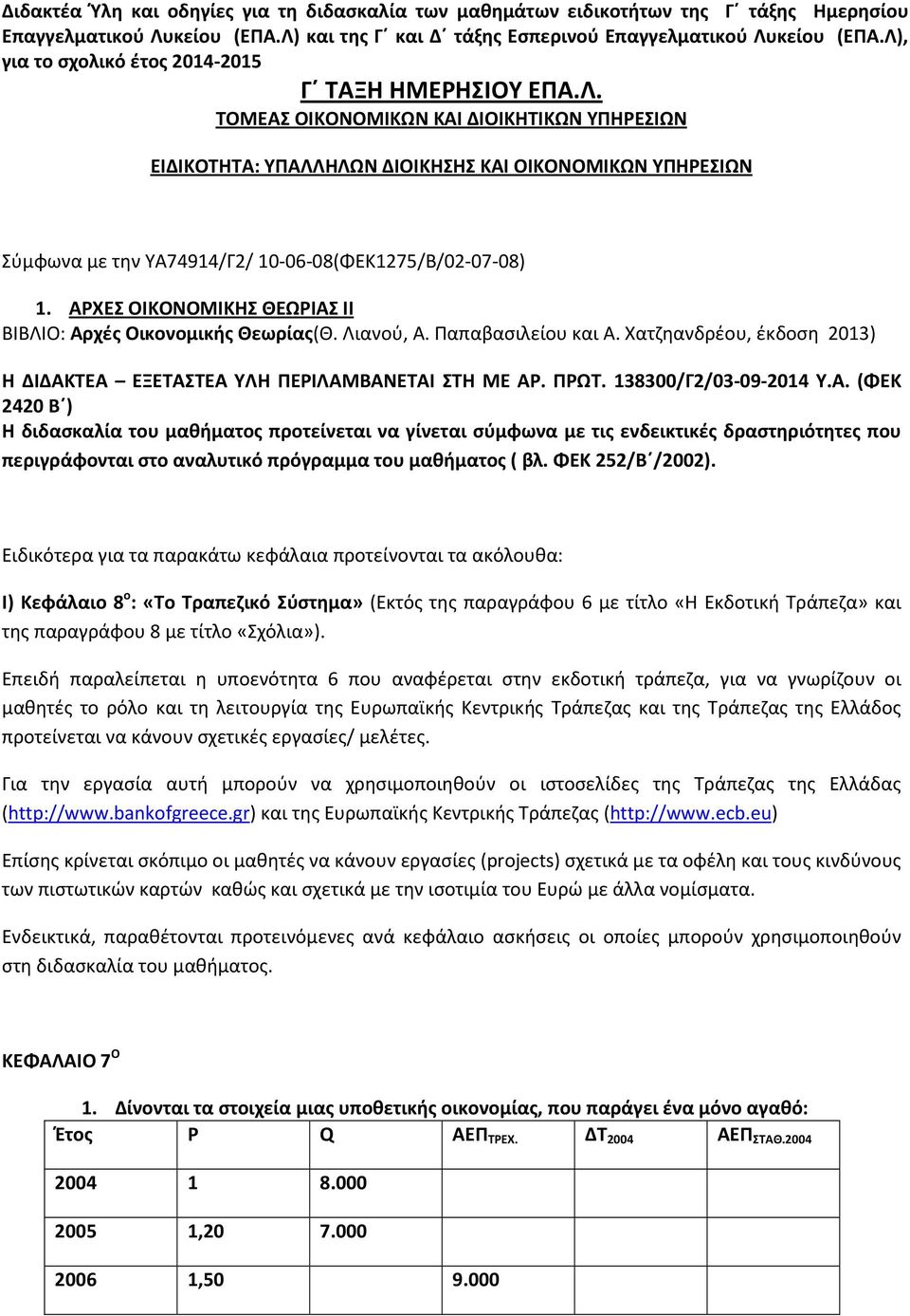 ΑΡΧΕΣ ΟΙΚΟΝΟΜΙΚΗΣ ΘΕΩΡΙΑΣ ΙΙ ΒΙΒΛΙΟ: Αρχές Οικονομικής Θεωρίας(Θ. Λιανού, Α. Παπαβασιλείου και Α. Χατζηανδρέου, έκδοση 2013) Η ΔΙΔΑΚΤΕΑ ΕΞΕΤΑΣΤΕΑ ΥΛΗ ΠΕΡΙΛΑΜΒΑΝΕΤΑΙ ΣΤΗ ΜΕ ΑΡ. ΠΡΩΤ.