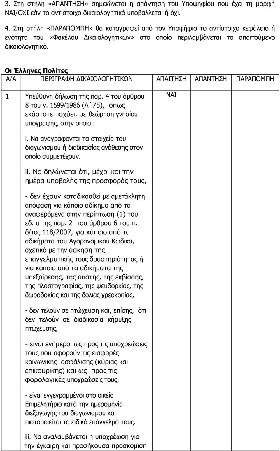 Νι Έλληνερ Ξολίηερ Α/Α ΞΔΟΗΓΟΑΦΖ ΓΗΘΑΗΝΙΝΓΖΡΗΘΩΛ ΑΞΑΗΡΖΠΖ ΑΞΑΛΡΖΠΖ ΞΑΟΑΞΝΚΞΖ 1 πεχζπλε δήισζε ηεο παξ. 4 ηνπ άξζξνπ 8 ηνπ λ.