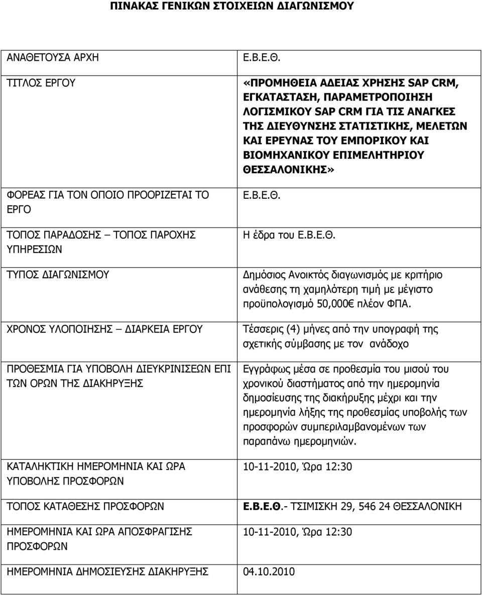 ΑΓΔΗΑΠ ΣΟΖΠΖΠ SAP CRM, ΔΓΘΑΡΑΠΡΑΠΖ, ΞΑΟΑΚΔΡΟΝΞΝΗΖΠΖ ΙΝΓΗΠΚΗΘΝ SAP CRM ΓΗΑ ΡΗΠ ΑΛΑΓΘΔΠ ΡΖΠ ΓΗΔΘΛΠΖΠ ΠΡΑΡΗΠΡΗΘΖΠ, ΚΔΙΔΡΥΛ ΘΑΗ ΔΟΔΛΑΠ ΡΝ ΔΚΞΝΟΗΘΝ ΘΑΗ ΒΗΝΚΖΣΑΛΗΘΝ ΔΞΗΚΔΙΖΡΖΟΗΝ ΘΔΠΠΑΙΝΛΗΘΖΠ» Δ.Β.Δ.Θ. Ζ έδξα ηνπ Δ.