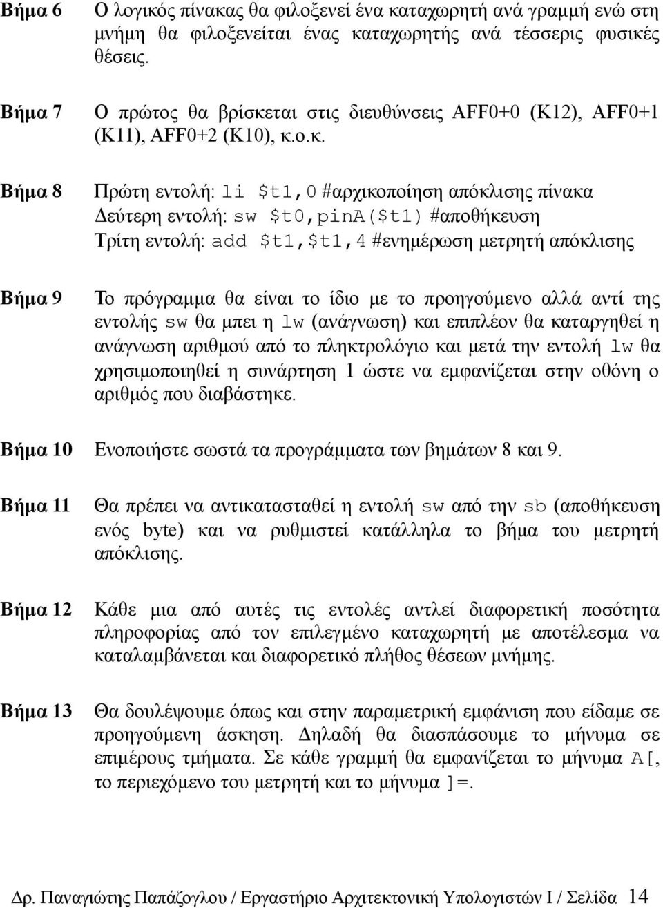 ται στις διευθύνσεις AFF0+0 (K12), AFF0+1 (K11), AFF0+2 (K10), κ.