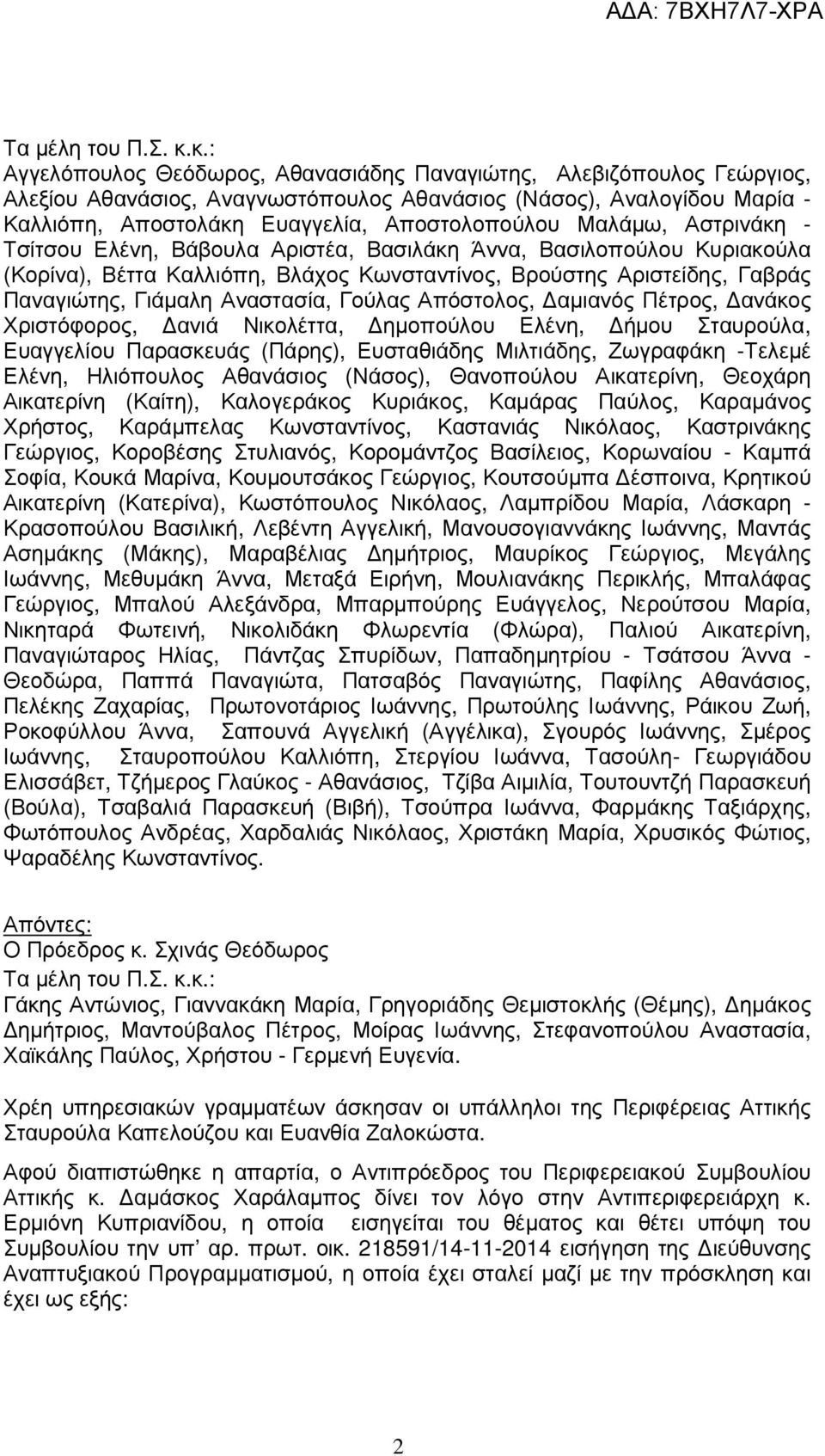 Μαλάµω, Αστρινάκη - Τσίτσου Ελένη, Βάβουλα Αριστέα, Βασιλάκη Άννα, Βασιλοπούλου Κυριακούλα (Κορίνα), Βέττα Καλλιόπη, Βλάχος Κωνσταντίνος, Βρούστης Αριστείδης, Γαβράς Παναγιώτης, Γιάµαλη Αναστασία,