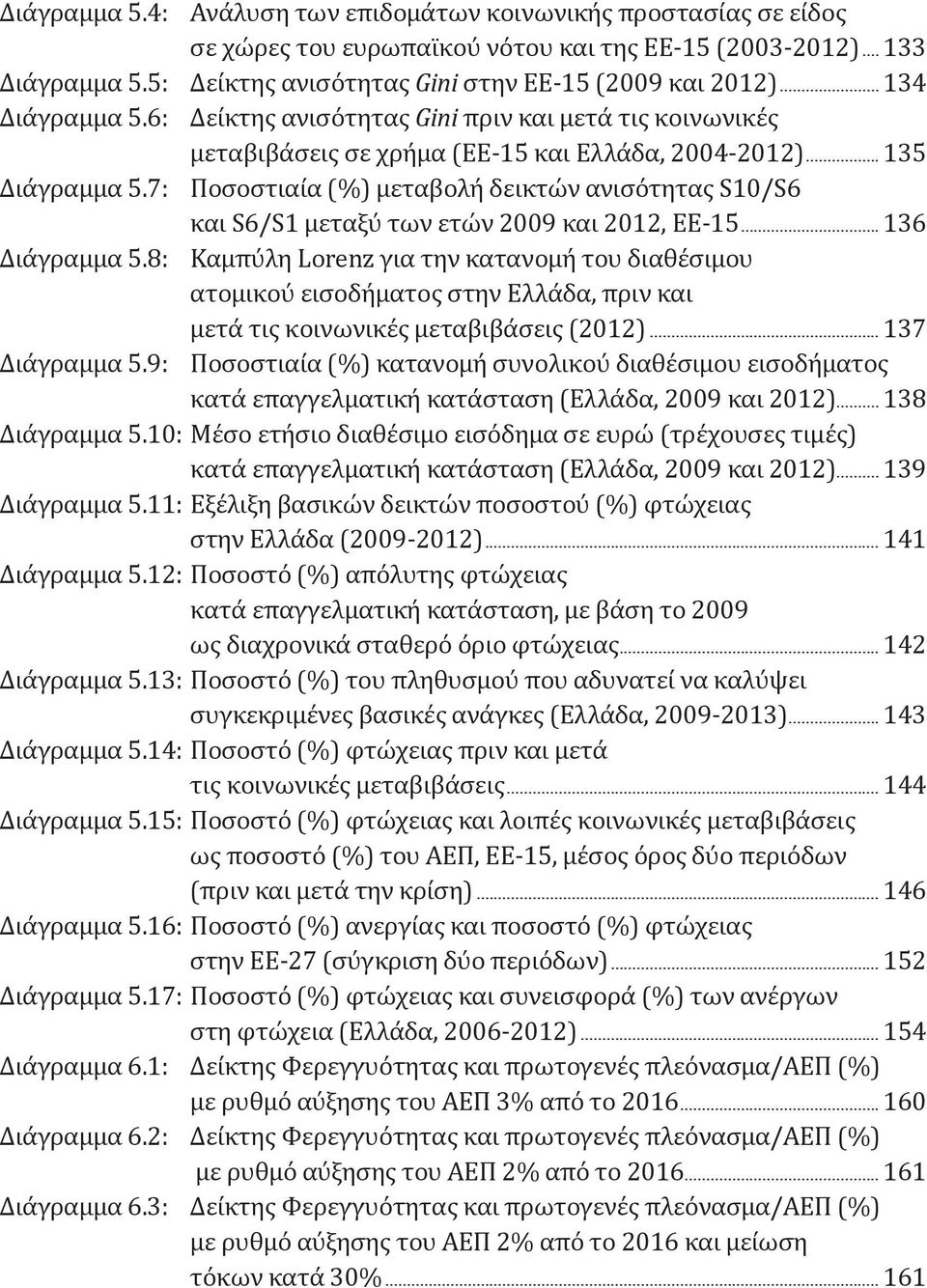 7: Ποσοστιαία (%) μεταβολή δεικτών ανισότητας S10/S6 και S6/S1 μεταξύ των ετών 2009 και 2012, EE-15... 136 Διάγραμμα 5.