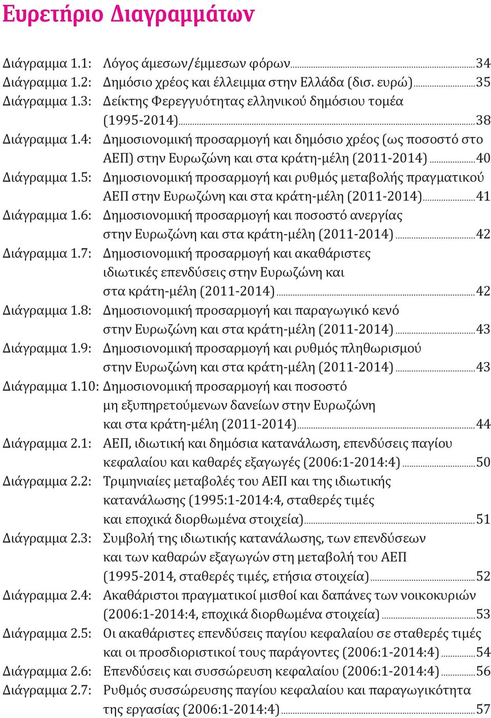 ..40 Διάγραμμα 1.5: Δημοσιονομική προσαρμογή και ρυθμός μεταβολής πραγματικού ΑΕΠ στην Ευρωζώνη και στα κράτη-μέλη (2011-2014)...41 Διάγραμμα 1.