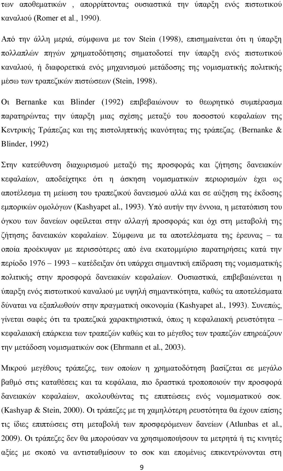νομισματικής πολιτικής μέσω των τραπεζικών πιστώσεων (Stein, 1998).