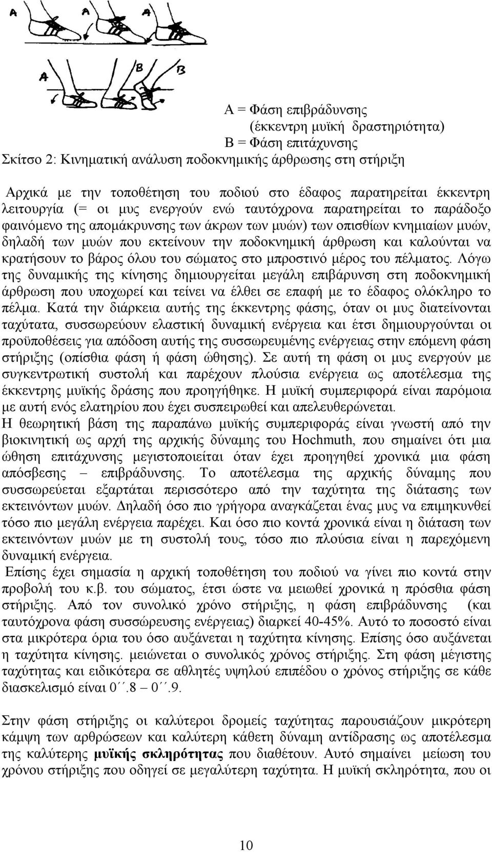 ποδοκνημική άρθρωση και καλούνται να κρατήσουν το βάρος όλου του σώματος στο μπροστινό μέρος του πέλματος.