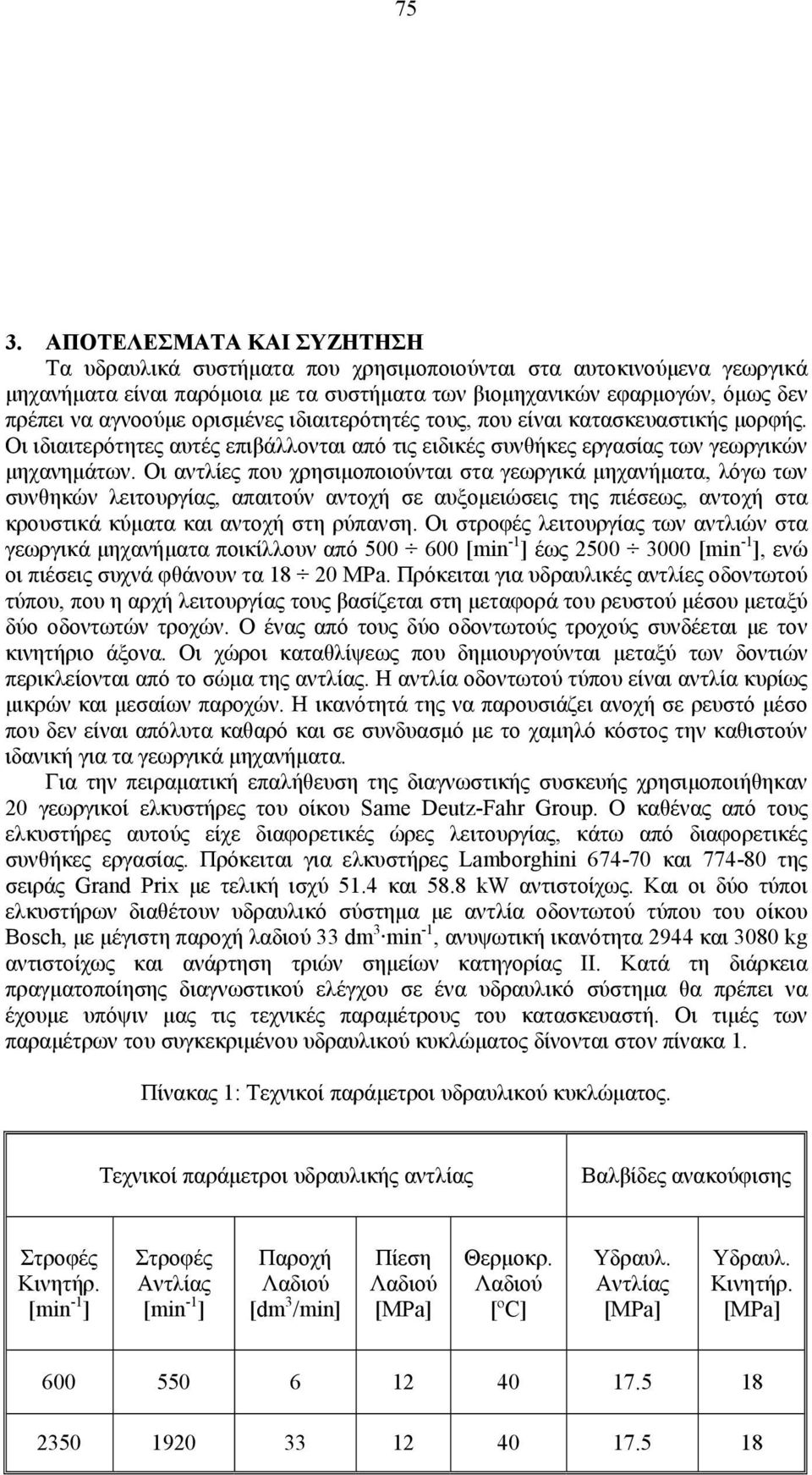 Οι αντλίες που χρησιμοποιούνται στα γεωργικά μηχανήματα, λόγω των συνθηκών λειτουργίας, απαιτούν αντοχή σε αυξομειώσεις της πιέσεως, αντοχή στα κρουστικά κύματα και αντοχή στη ρύπανση.