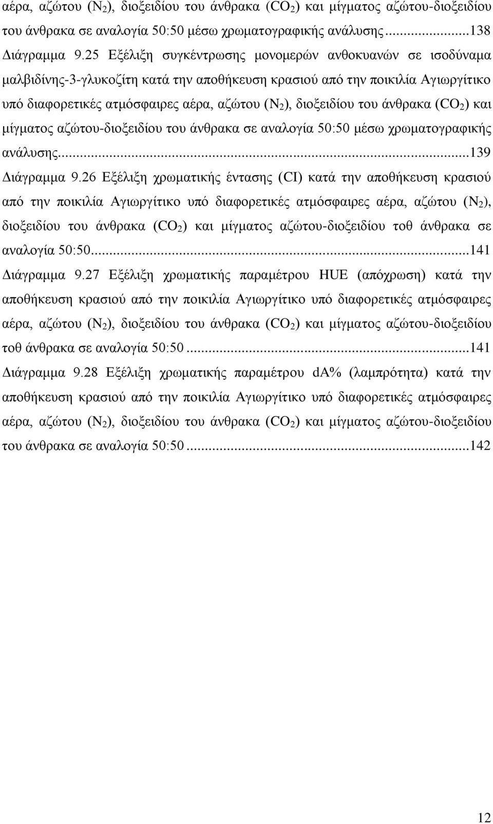 του άνθρακα (CO 2 ) και μίγματος αζώτου-διοξειδίου του άνθρακα σε αναλογία 50:50 μέσω χρωματογραφικής ανάλυσης...139 Διάγραμμα 9.