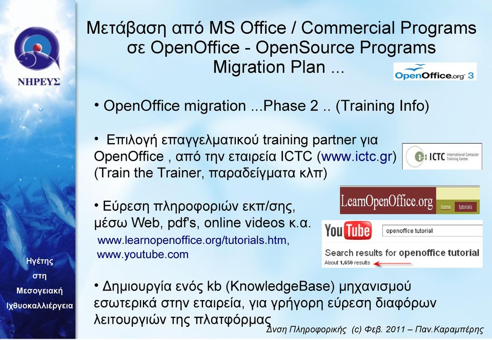 ictc.gr) (Train the Trainer, παραδείγματα κλπ) Εύρεση πληροφοριών εκπ/σης, μέσω Web, pdf's, online