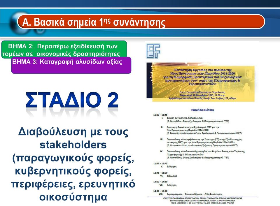 αλυσίδων αξίας Διαβούλευση με τους stakeholders (παραγωγικούς