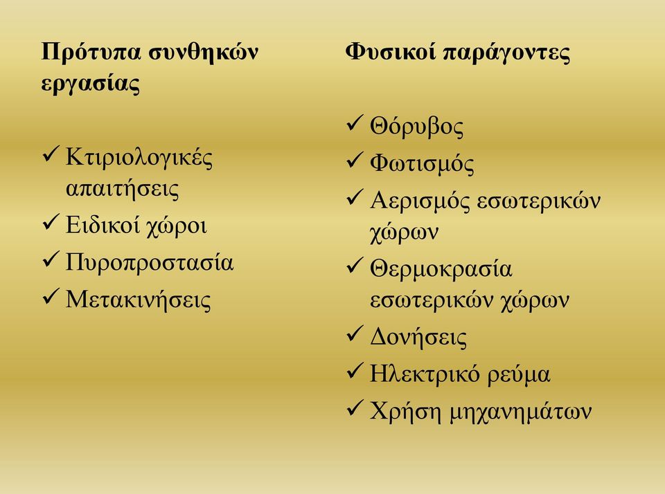 παράγοντες Θόρυβος Φωτισμός Αερισμός εσωτερικών χώρων