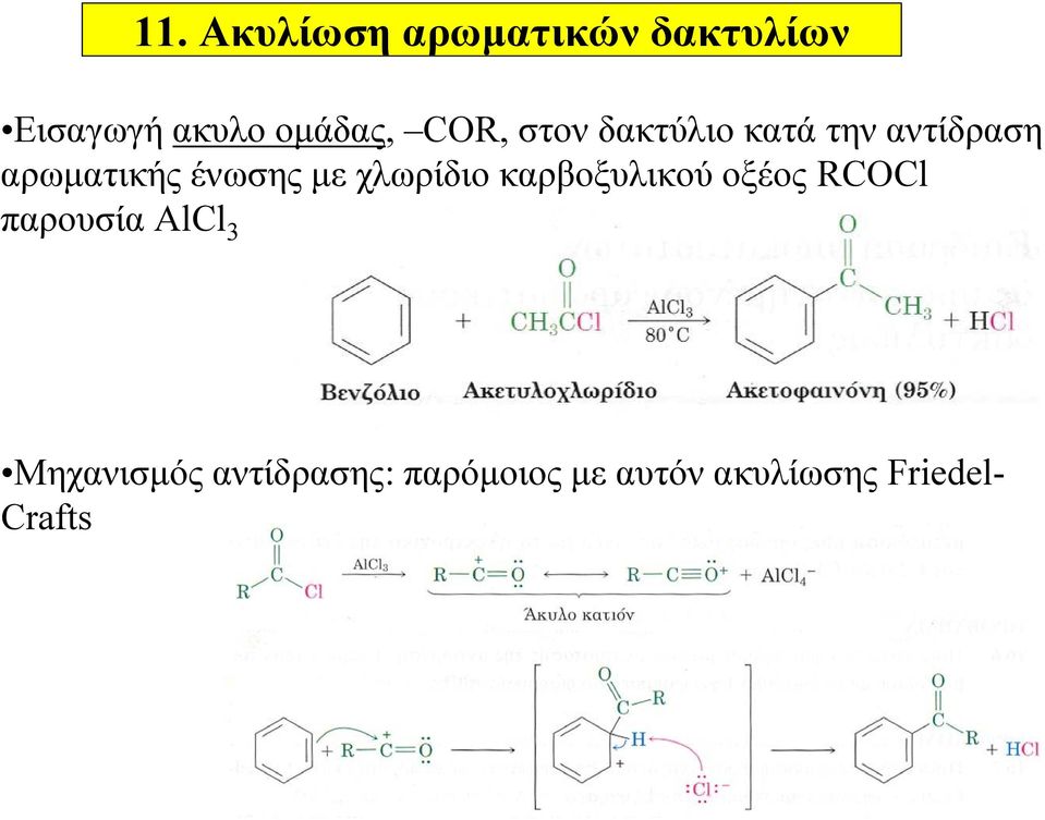 χλωρίδιο καρβοξυλικού οξέος RCOCl παρουσία AlCl 3