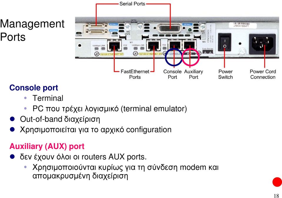 αρχικό configuration Auxiliary (AUX) port δεν έχουν όλοι οι routers