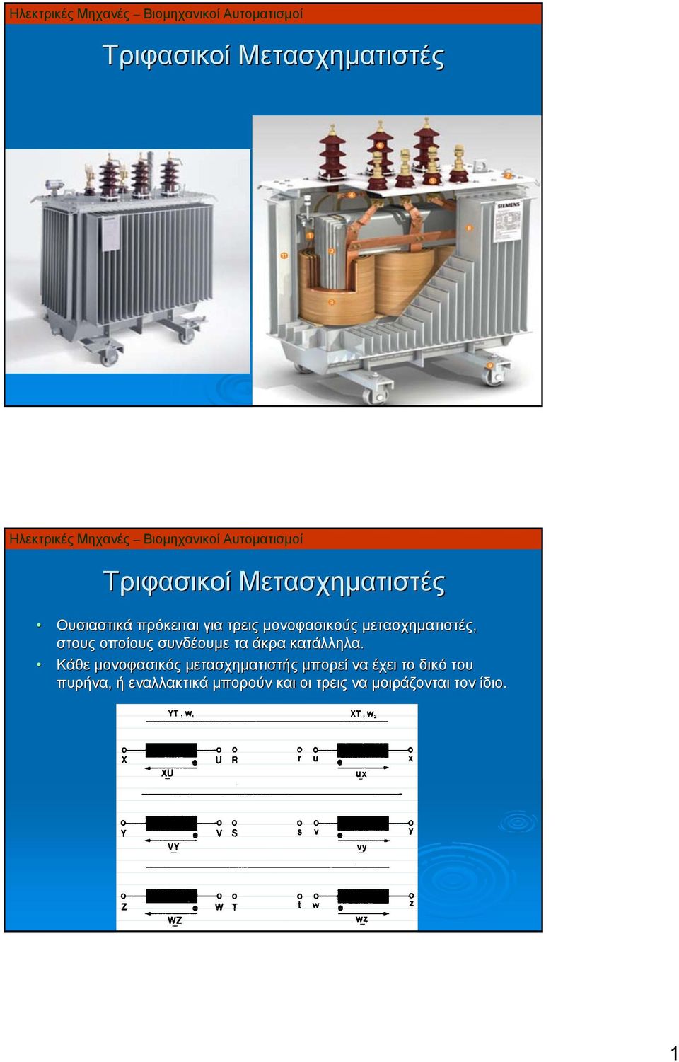 Κάθε μονοφασικός μετασχηματιστής μπορεί να έχει το δικό