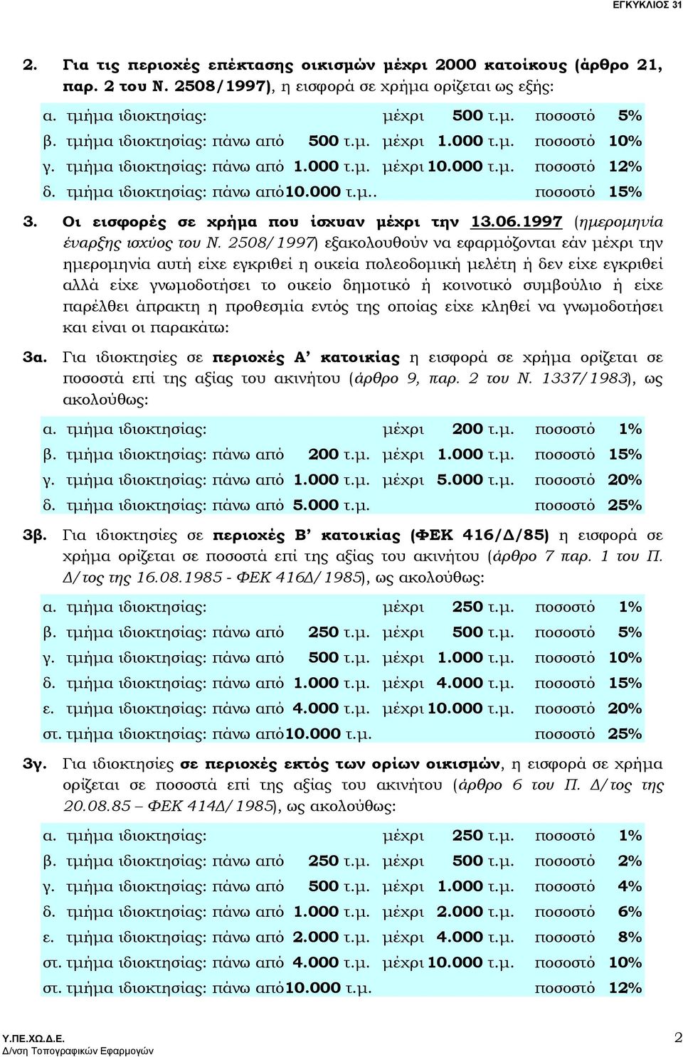 Οι εισφορές σε χρήµα που ίσχυαν µέχρι την 13.06.1997 (ηµεροµηνία έναρξης ισχύος του Ν.